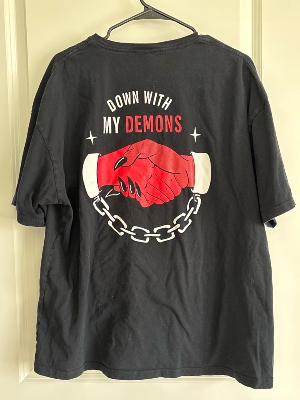 Black Graphic Tee - Down With My Demons Print